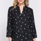 3/4 Roll Up Slv V-neck Print Blouse