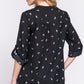 3/4 Roll Up Slv V-neck Print Blouse