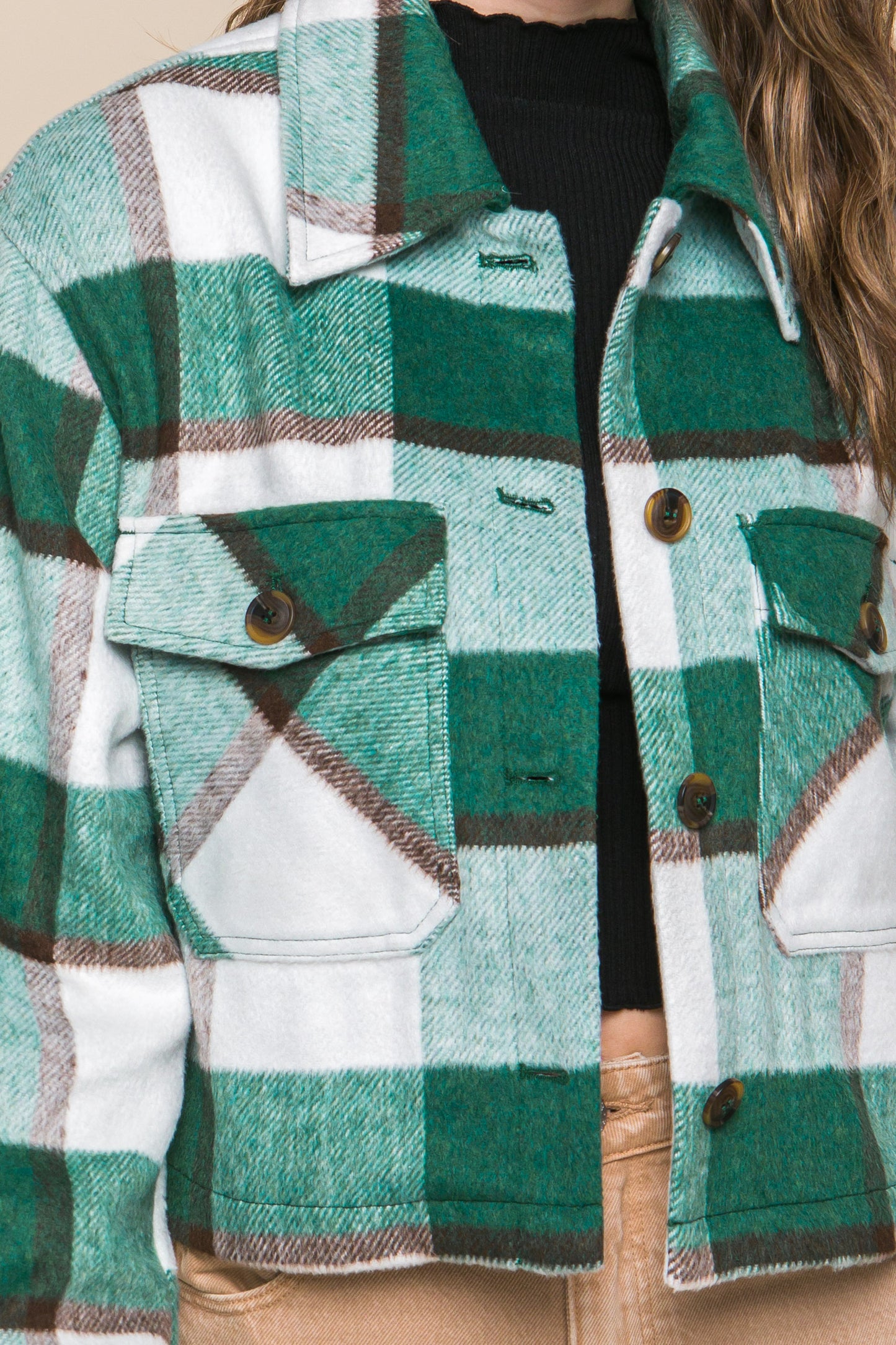 Yarn Dyed Plaid Button Up Jacket