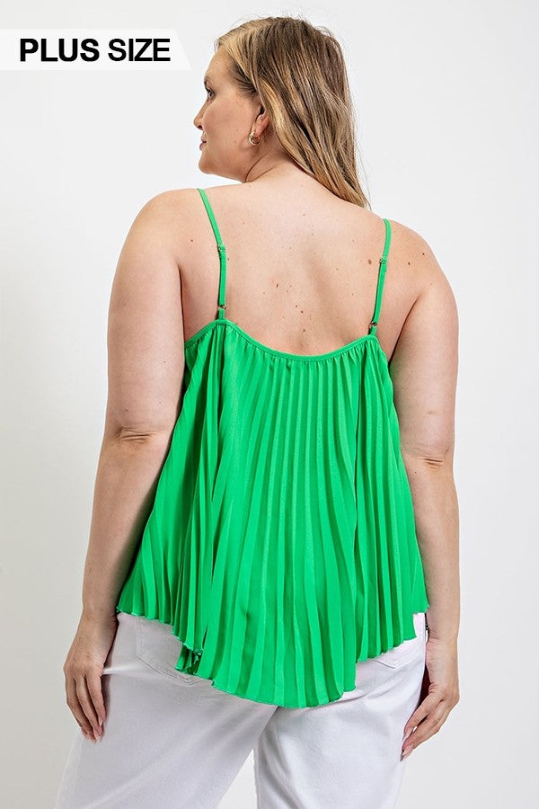 Pleated Tank Top With Adjustable Strap