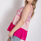 Floral Color Block Ruffle Detail Tiered V-neck Top