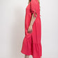 Solid Textured Button Down And Hi - Low Hem Maxi Dress With Tie Sleeve And Slip Dress