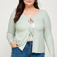 Solid Ribbed Pointelle Cardigan