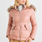 Long Sleeve Faux Fur Hood Padded Water Resistant Finish Jacket