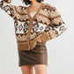 Fair Isle Knit Button-up Long Sleeve Cardigan Sweater