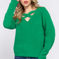 Long Slv X Strap V-neck Sweater