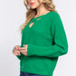 Long Slv X Strap V-neck Sweater