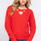 Long Slv X Strap V-neck Sweater