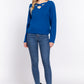 Long Slv X Strap V-neck Sweater