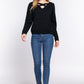 Long Slv X Strap V-neck Sweater