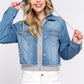 Long Slv Terry Hoodie Denim Jacket