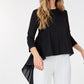 Contrast Ruffle Quarter Sleeve High Low Top