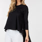 Contrast Ruffle Quarter Sleeve High Low Top