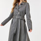 Waist Belt Tacked Faux Suede Coat Solid Coat