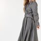 Waist Belt Tacked Faux Suede Coat Solid Coat