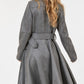 Waist Belt Tacked Faux Suede Coat Solid Coat