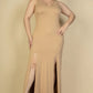 Plus Size Plunge Neck Thigh Split Maxi Dress