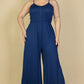 Plus Size Button Front Wide Leg Jumpsuit