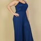 Plus Size Button Front Wide Leg Jumpsuit