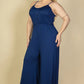 Plus Size Button Front Wide Leg Jumpsuit