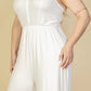 Plus Size Button Front Wide Leg Jumpsuit