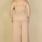 Plus Size Button Front Wide Leg Jumpsuit