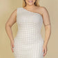 Plus Size Bubble Fabric One Shoulder Bodycon Mini Dress