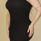 Plus Size Bubble Fabric One Shoulder Bodycon Mini Dress