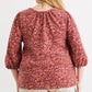 Plus Burgundy Floral V-neck Midi Sleeve Soft To Touch Top