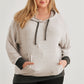 Plus Heather Grey & Charcoal Soft-to-touch One Pocket Hooded Sweater