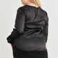 Plus Black Satin Balloon Puff Long Sleeve Top