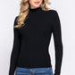 Long Slv Mock Neck Rib Sweater