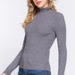 Long Slv Mock Neck Rib Sweater