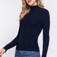 Long Slv Mock Neck Rib Sweater