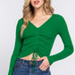 V-neck Shirring Tie Detail Sweater