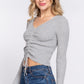 V-neck Shirring Tie Detail Sweater