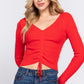 V-neck Shirring Tie Detail Sweater