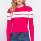 Long Slv Stripe Rib Sweater