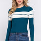 Long Slv Stripe Rib Sweater