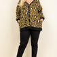 Plus Size Cozy Animal Mir Print With Brush Button Up Cardigan