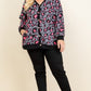 Plus Size Cozy Animal Mir Print With Brush Button Up Cardigan