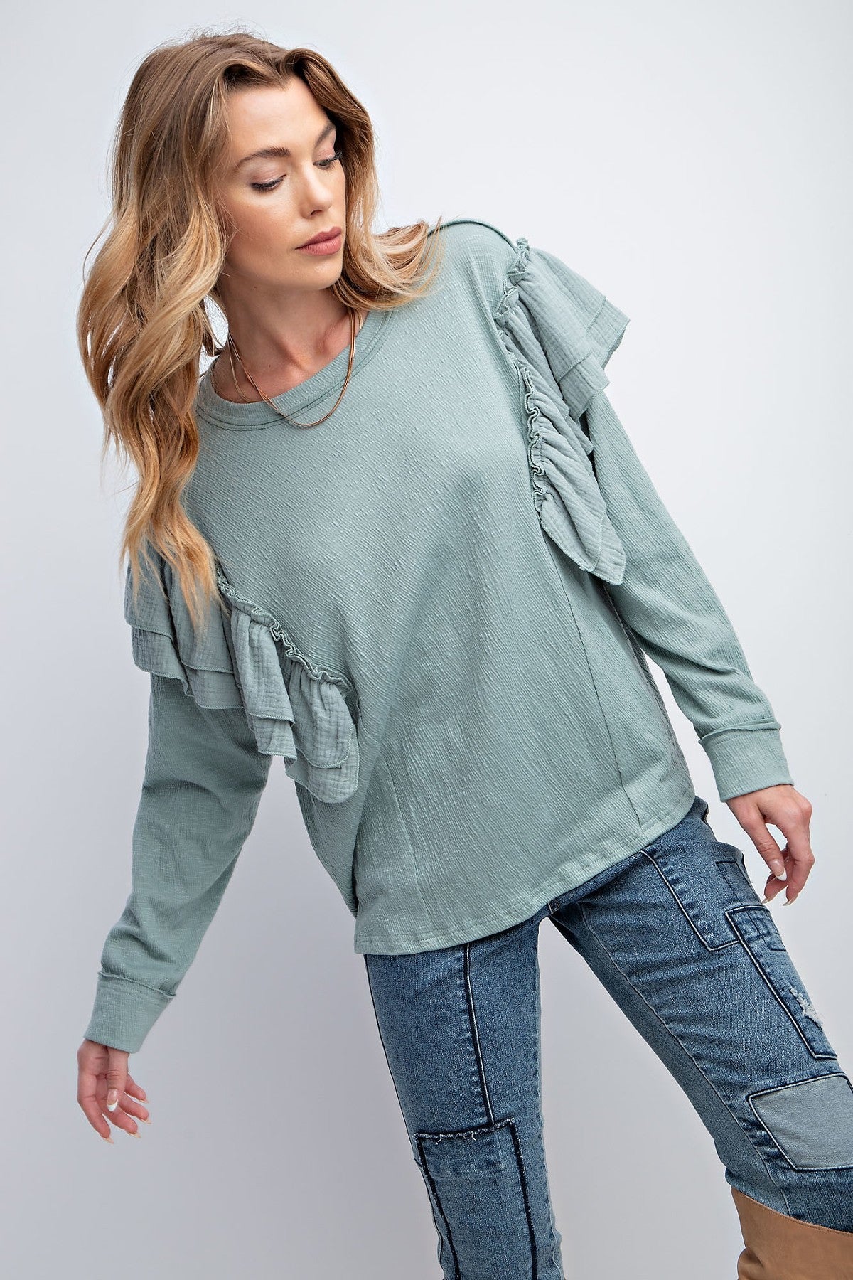 Double Ruffle Sleeves Top