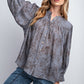 3/4 Sleeves Crepe Button Down Printed Top