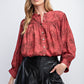 3/4 Sleeves Crepe Button Down Printed Top