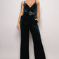 Samba Rhinestone Belt Velvet Jumpsuit