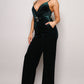 Samba Rhinestone Belt Velvet Jumpsuit