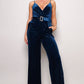 Samba Rhinestone Belt Velvet Jumpsuit