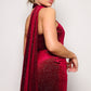 Scarf Top Glitter Velvet Jumpsuit