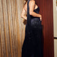 Scarf Top Glitter Velvet Jumpsuit