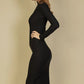 Ribbed Mock Neck Long Sleeve Bodycon Midi Dress